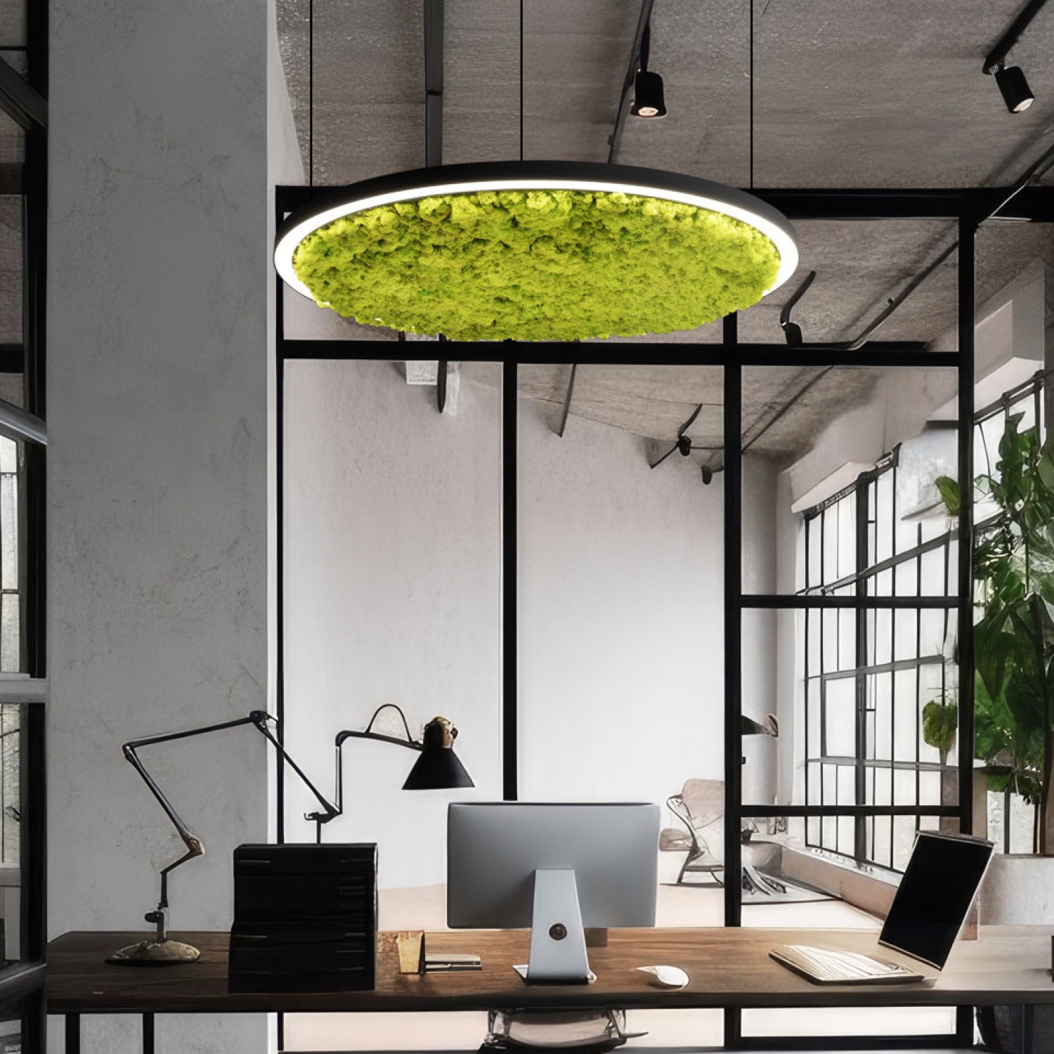 Снимка на Акустична висяща LED лампа Cool Moss | Скандинавски мъх | 6 цвята