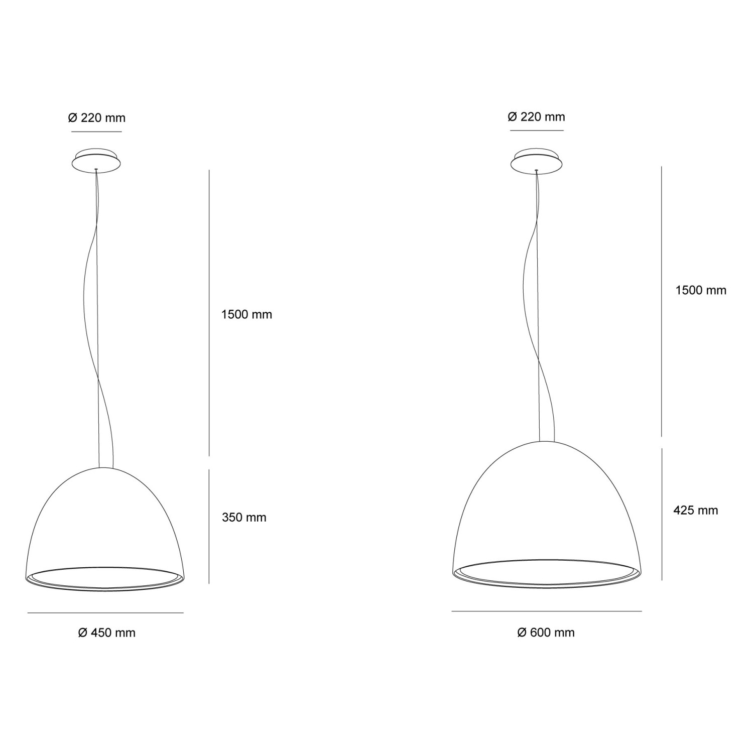 Снимка на Висящ черен куполен LED пендел Enigma (Ø450/Ø600) - Висящи лампи