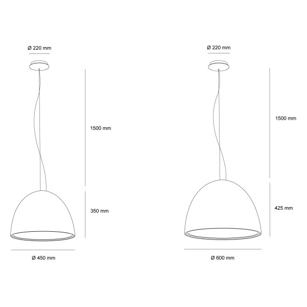 Снимка на Висящ черен куполен LED пендел Enigma (Ø450/Ø600) - Висящи лампи