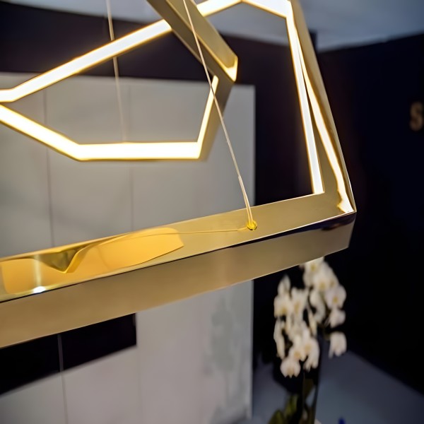 Снимка на Висящ LED полилей Solis | 3 златни рамки | 52W | 3000K
