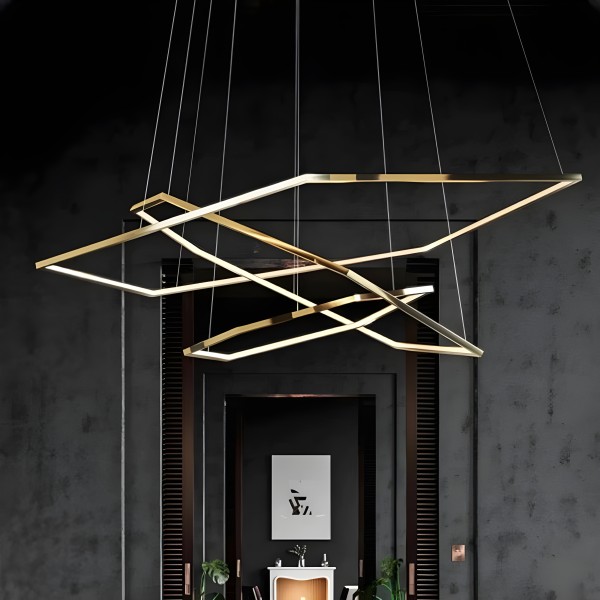 Снимка на Висящ LED полилей Solis | 3 златни рамки | 52W | 3000K