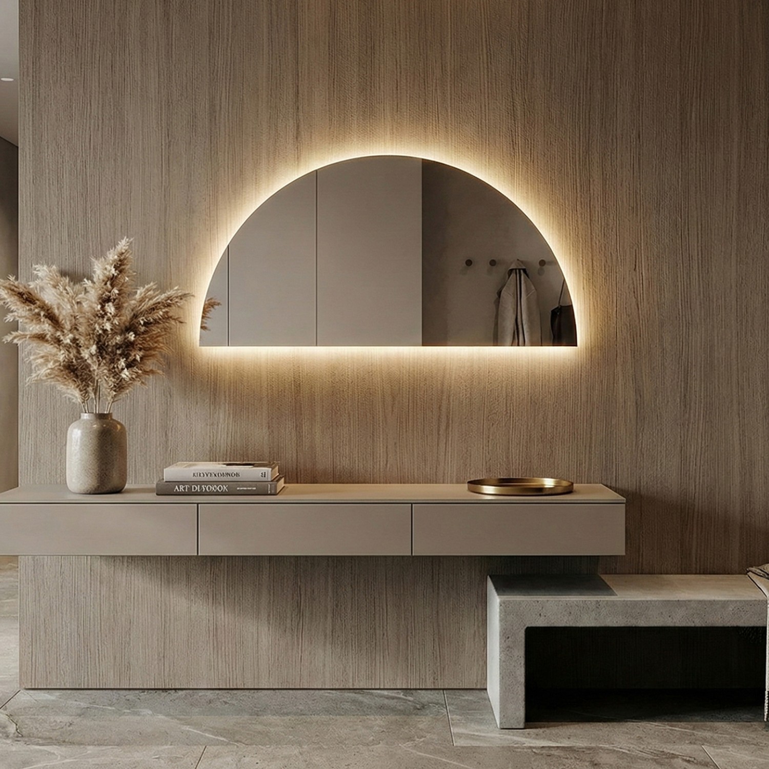 Снимка на LED огледало Arch 80×120cm | D-образно | Полусфера | Anti Fog | Touch Control