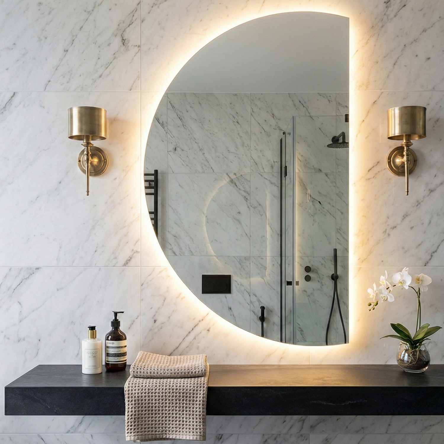 Снимка на LED огледало Arch 80×120cm | D-образно | Полусфера | Anti Fog | Touch Control