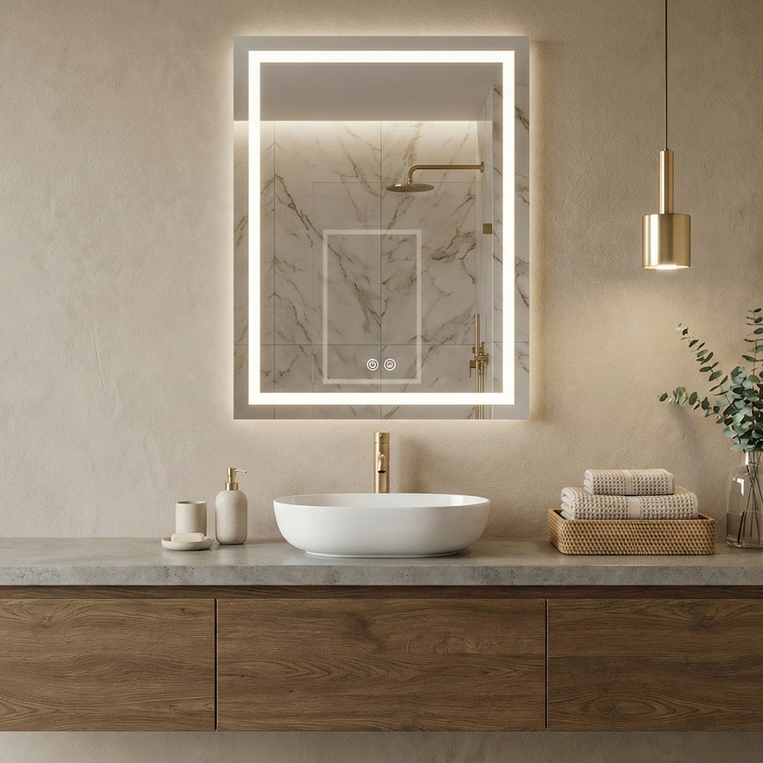 Снимка на LED огледало Box 60×80cm | Правоъгълно | Anti Fog | Touch Control