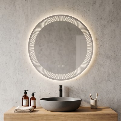 LED огледало Caps 70cm | Декоративен пръстен | Anti Fog | Touch Control | IP54