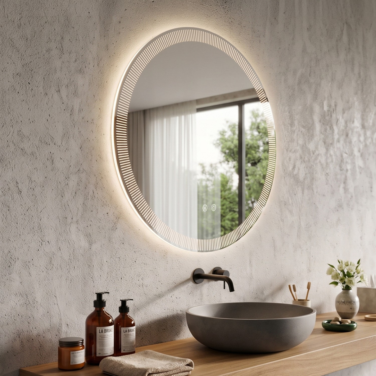 Снимка на LED огледало Caps 70cm | Декоративен пръстен | Anti Fog | Touch Control | IP54