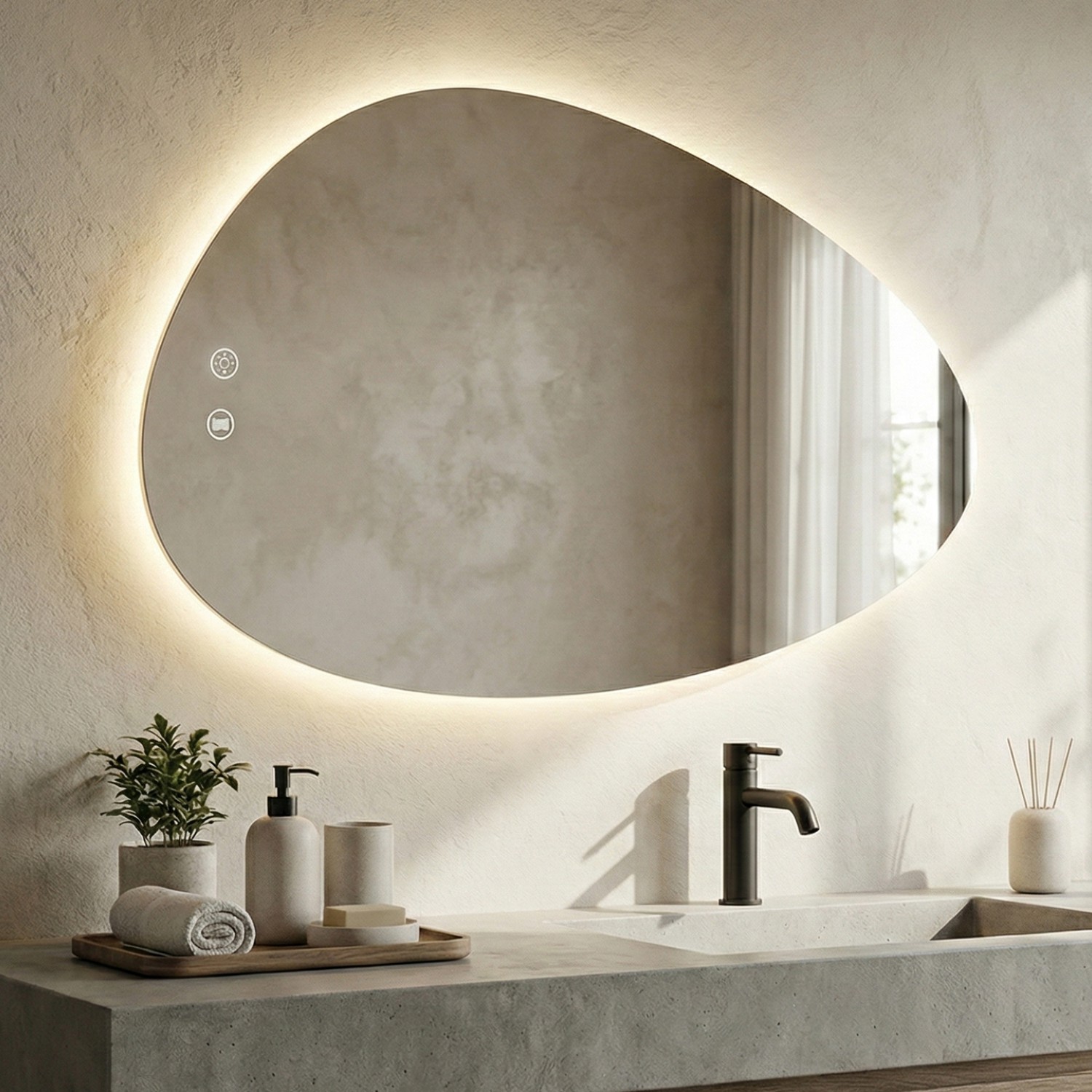 Снимка на LED огледало Drop 60cm | Асиметрична Капка | Anti Fog | Touch Control