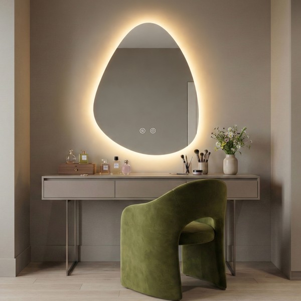 Детайлно изображение на LED огледало Drop 60х80cm | Асиметрична Капка | Anti Fog | Touch Control Снимка на LED огледало Drop 60х80cm | Асиметрична Капка | Anti Fog | Touch Control