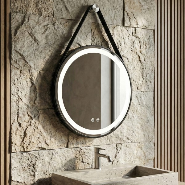 Снимка на Кръгло LED огледало с кожен колан Leather 60cm | Anti Fog | Touch Control