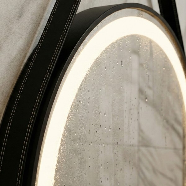 Снимка на Кръгло LED огледало с кожен колан Leather 60cm | Anti Fog | Touch Control