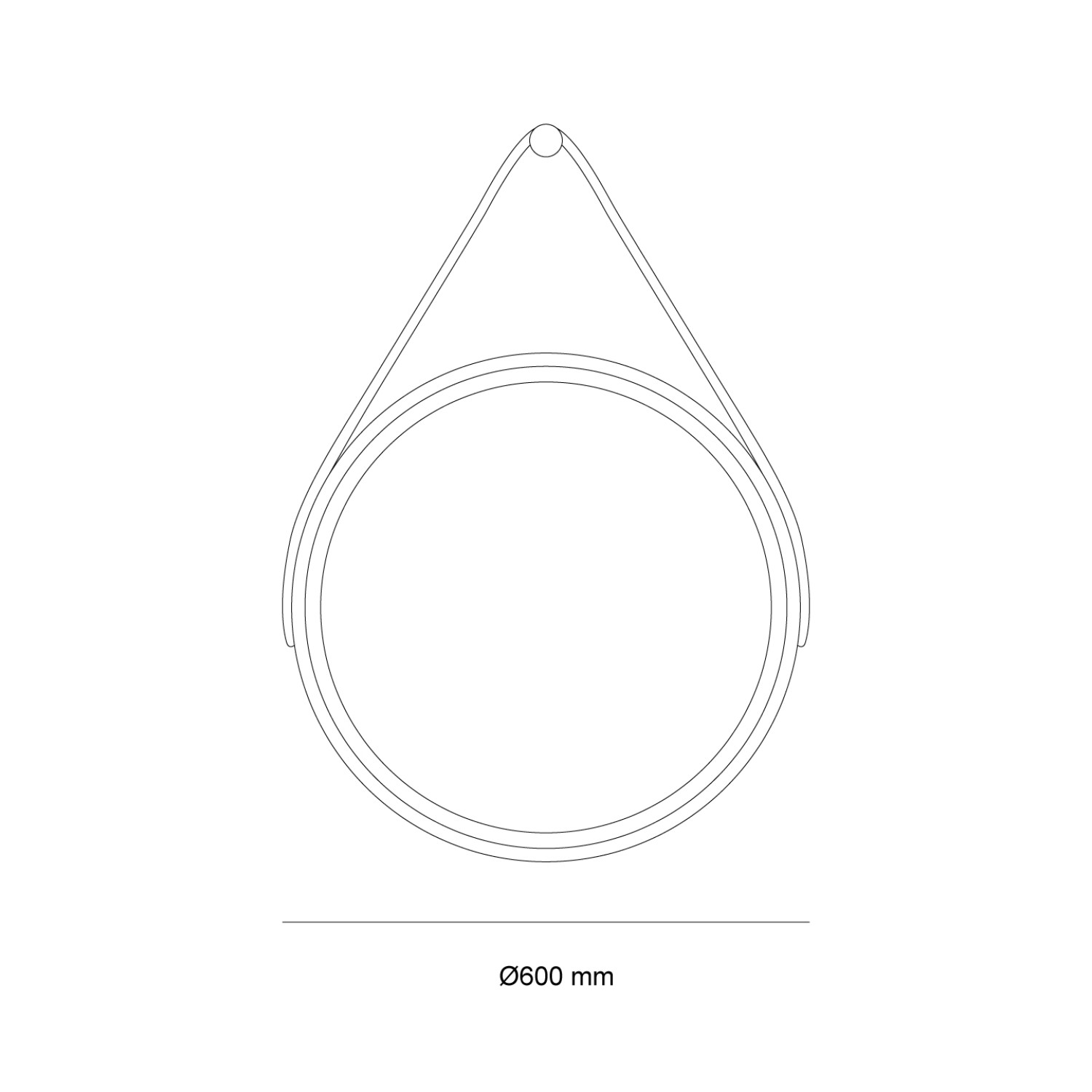 Снимка на Кръгло LED огледало с кожен колан Leather 60cm | Anti Fog | Touch Control