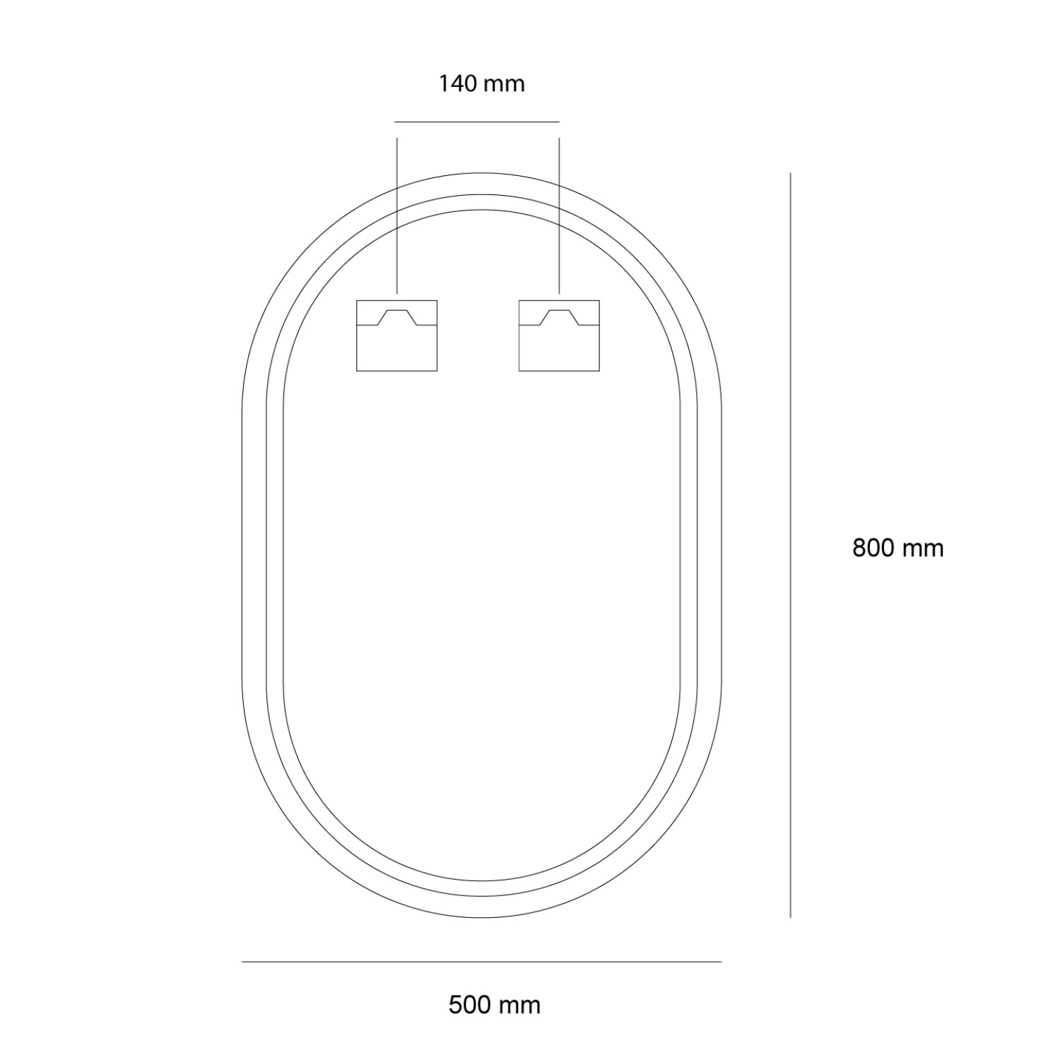 Детайлно изображение на LED огледало Oval 50x80 см | Anti Fog | Touch Control | IP54 Снимка на LED огледало Oval 50x80 см | Anti Fog | Touch Control | IP54
