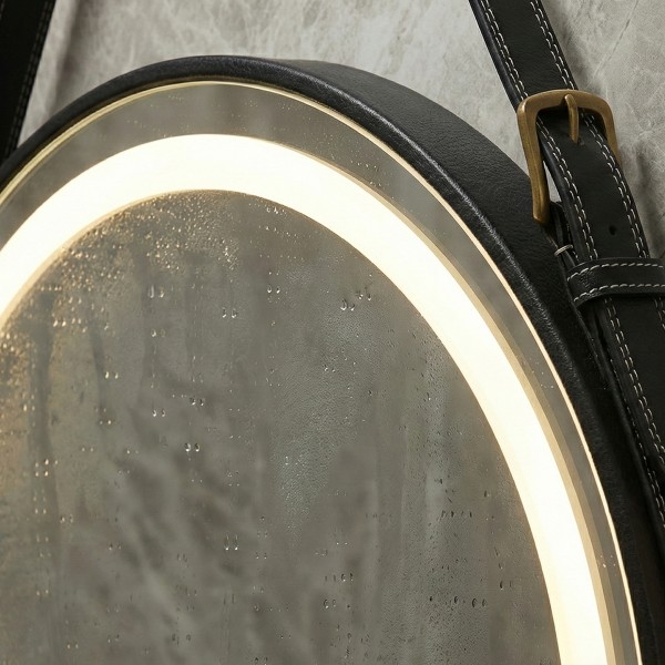 Снимка на Кръгло LED огледало с кожен колан Strap 60cm | Anti Fog | Touch Control