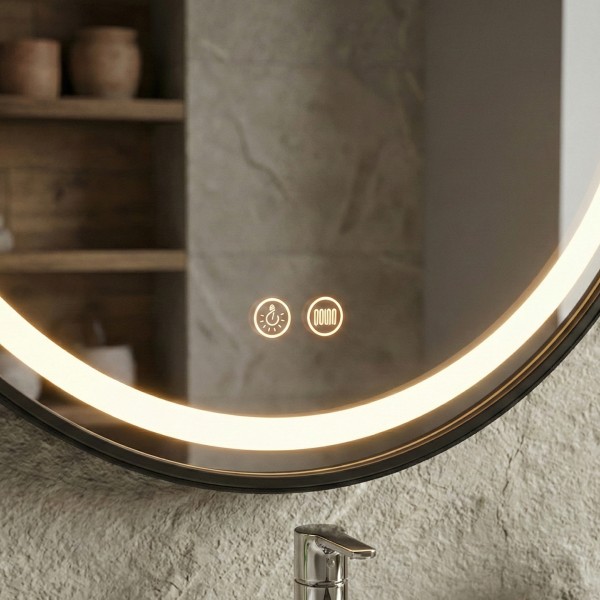 Снимка на Кръгло LED огледало с кожен колан Strap 60cm | Anti Fog | Touch Control