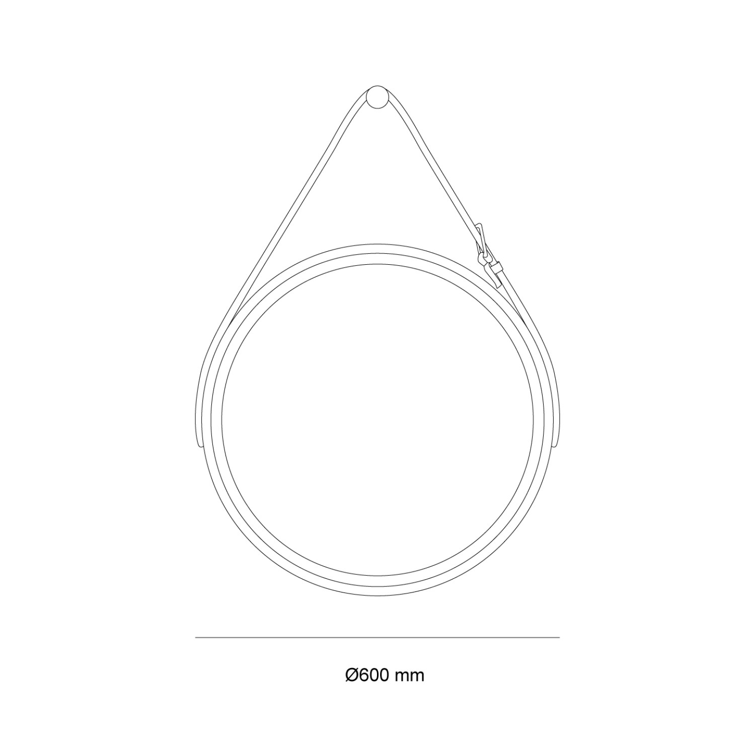 Снимка на Кръгло LED огледало с кожен колан Strap 60cm | Anti Fog | Touch Control