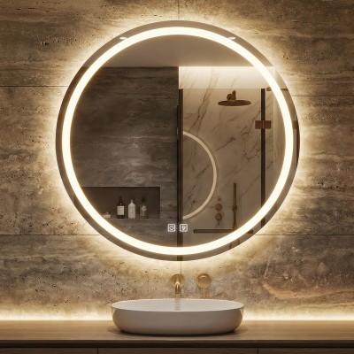 LED огледало Sun 70cm | Двоен пръстен | Anti Fog | Touch Control | IP44