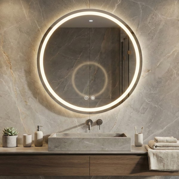 Снимка на LED огледало Sun 70cm | Двоен пръстен | Anti Fog | Touch Control | IP44