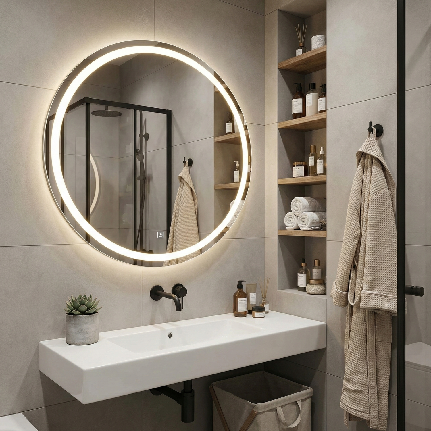 Снимка на LED огледало Sun 70cm | Двоен пръстен | Anti Fog | Touch Control | IP44