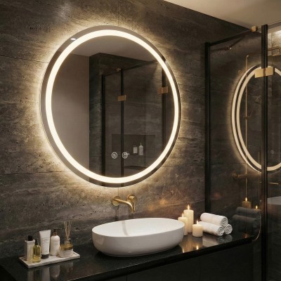 LED огледало Sun 60cm | Двоен пръстен | Anti Fog | Touch Control | IP54
