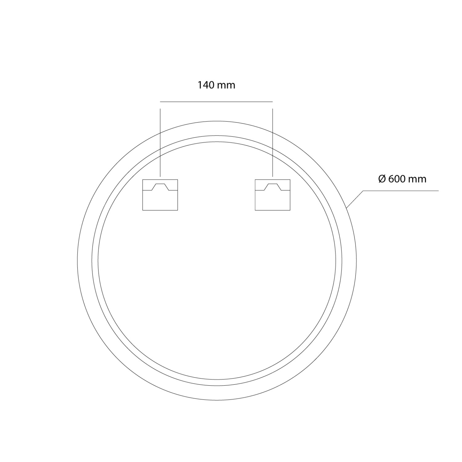 Детайлно изображение на LED Mirror Sun 60cm | Double Light Ring | Anti-Fog | Touch Control | IP54 Снимка на LED Mirror Sun 60cm | Double Light Ring | Anti-Fog | Touch Control | IP54