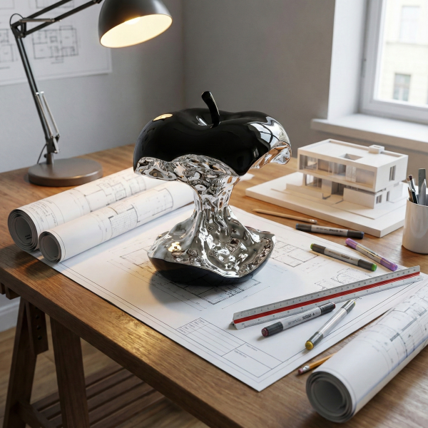 Снимка на Декоративна скулптура на отхапана ябълка Apple | 25 см