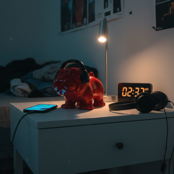 Снимка на Декоративно куче със слушалки Red Dog | Гланцово червено | 29cm