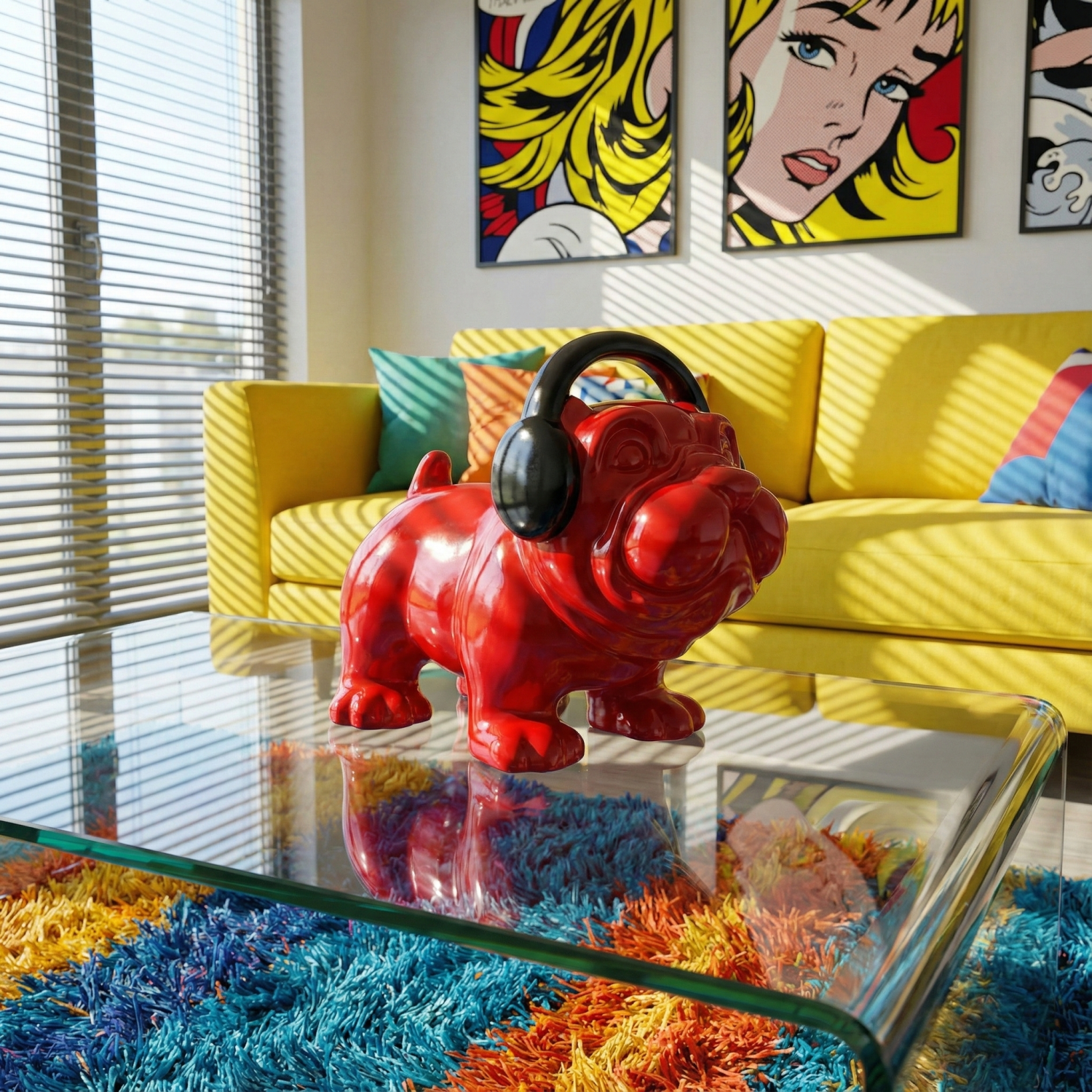 Снимка на Декоративно куче със слушалки Red Dog | Гланцово червено | 29cm