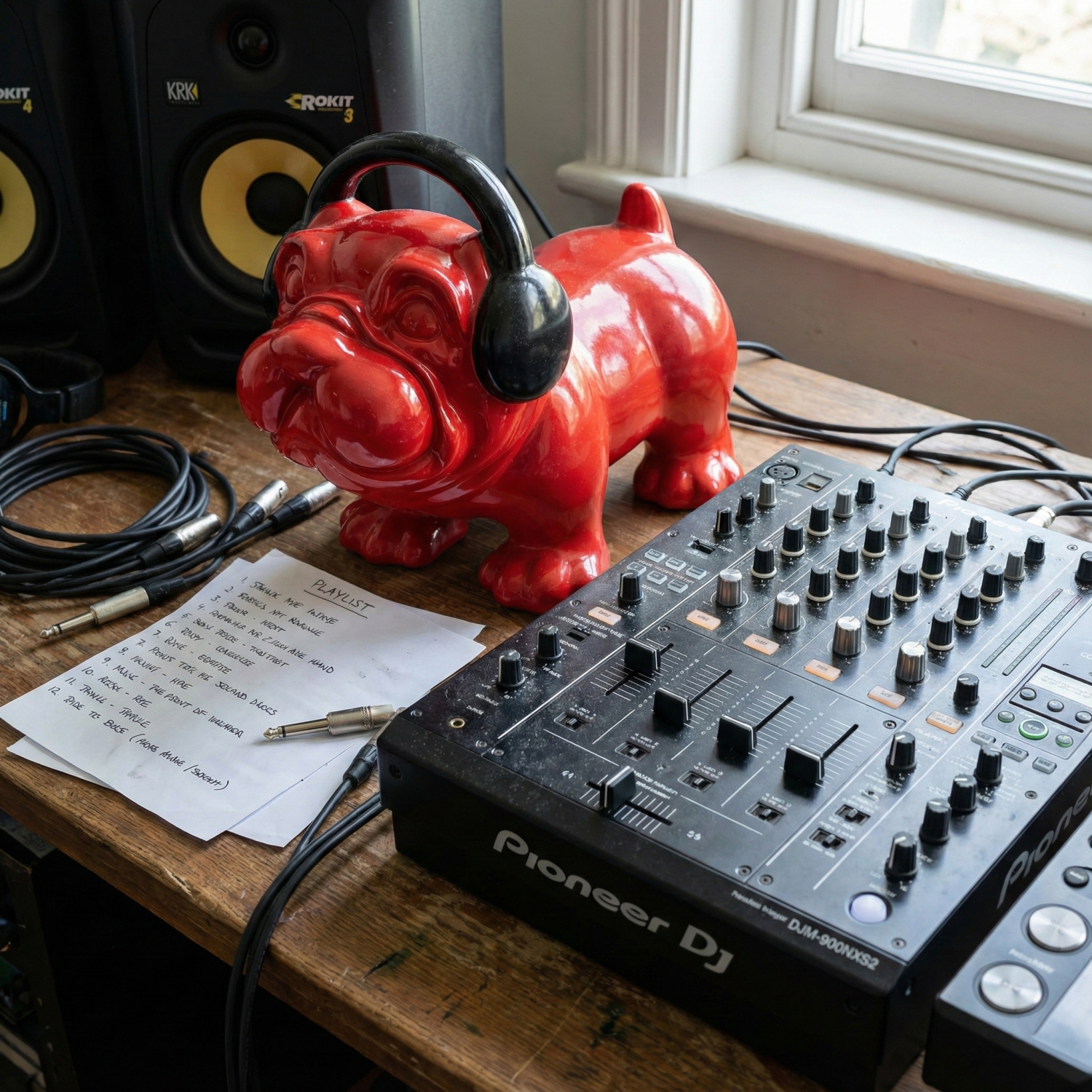 Снимка на Декоративно куче със слушалки Red Dog | Гланцово червено | 29cm