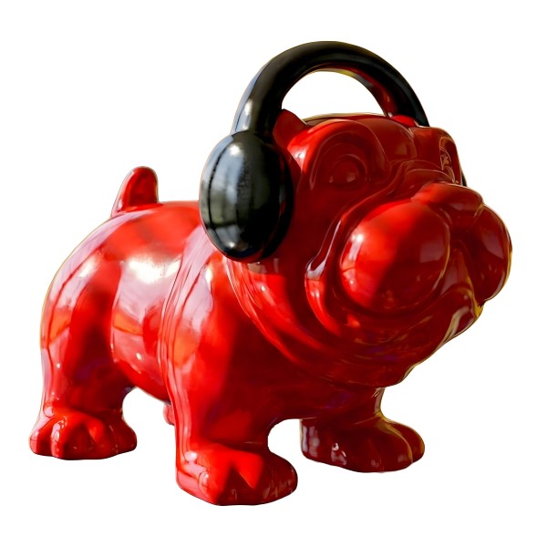 Снимка на Декоративно куче със слушалки Red Dog | Гланцово червено | 29cm