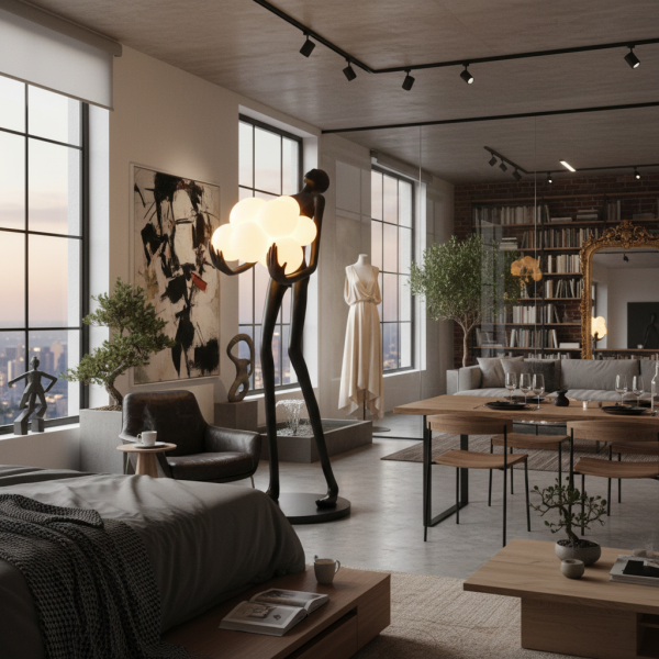 Снимка на Декоративна настолна лампа Light Keeper | Фигура с облачни сфери | 180cm