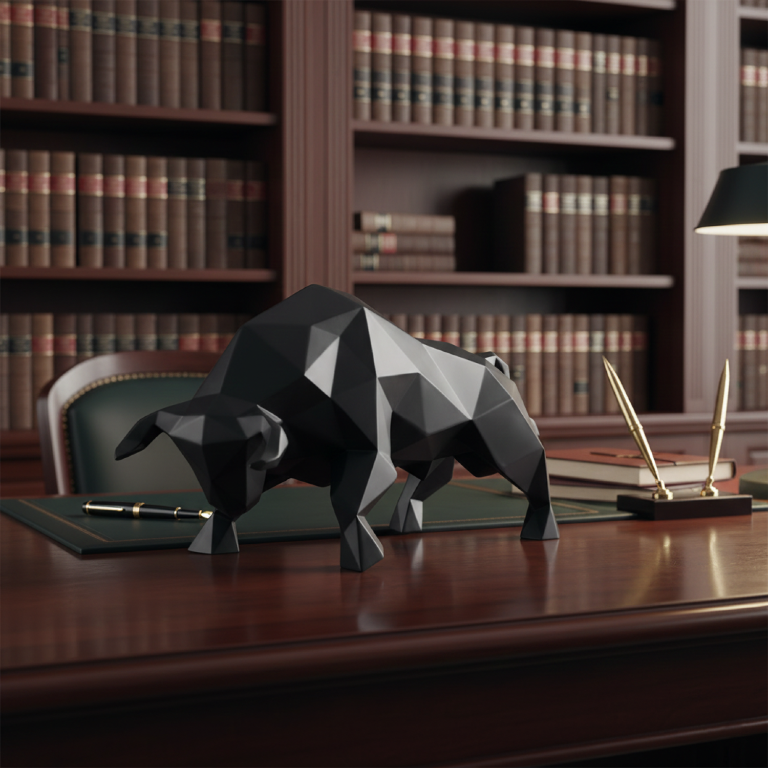 Снимка на Геометрична скулптура бик Bull | Нападаща поза | 25 см