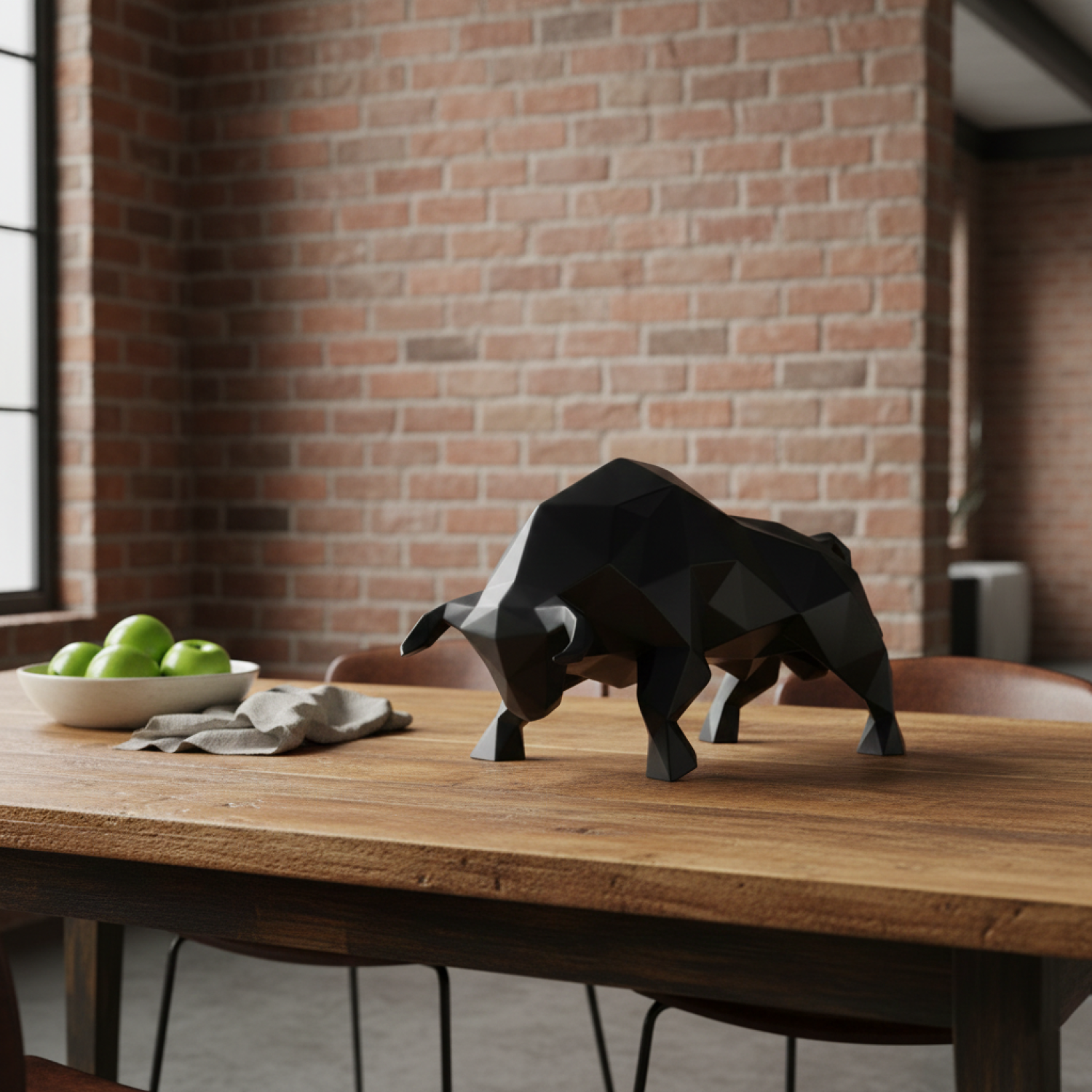 Снимка на Геометрична скулптура бик Bull | Нападаща поза | 25 см