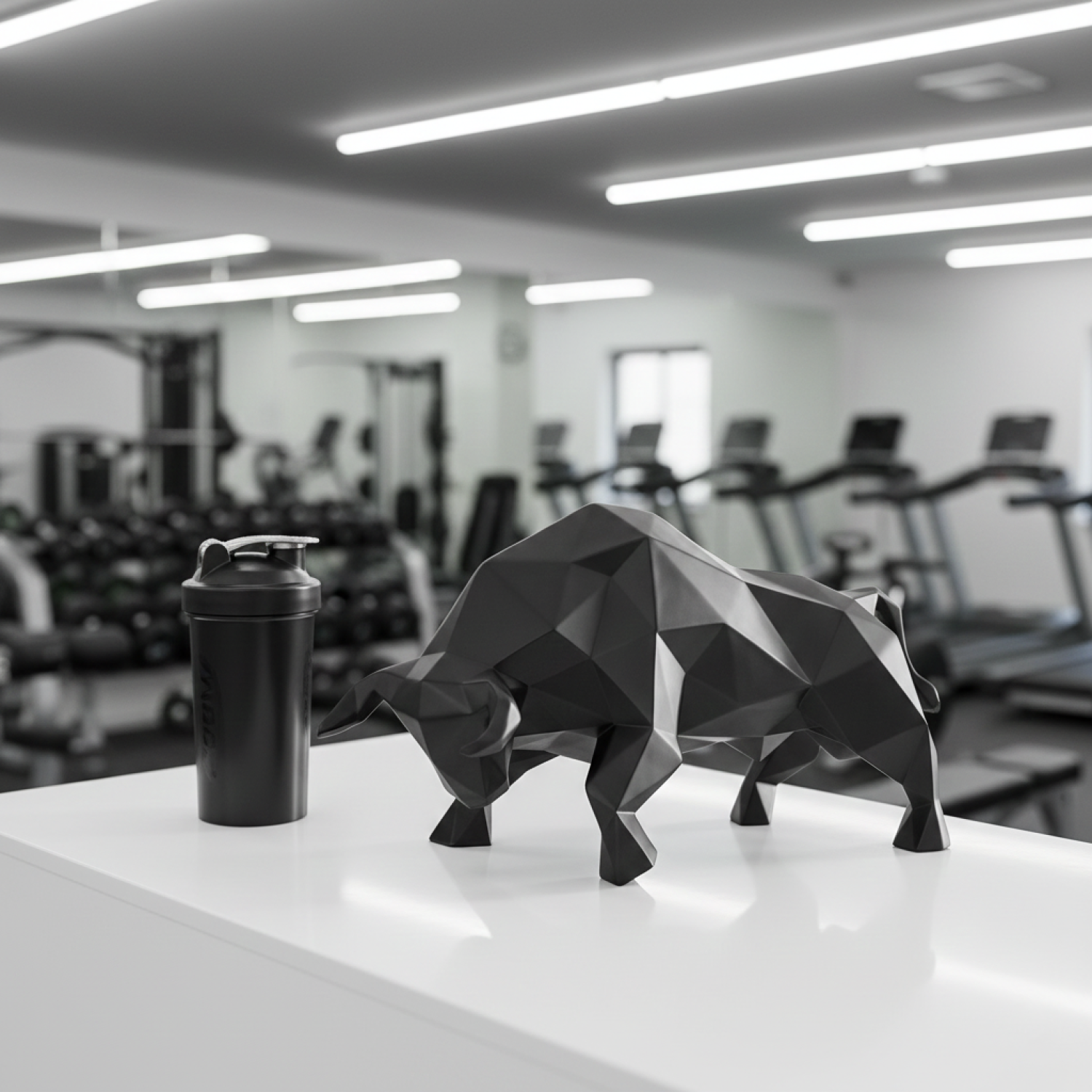 Снимка на Геометрична скулптура бик Bull | Нападаща поза | 25 см