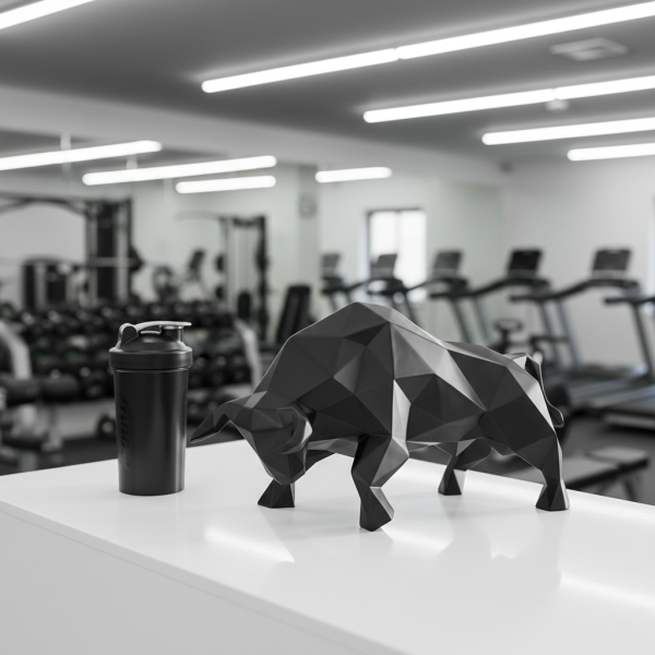 Снимка на Геометрична скулптура бик Bull | Нападаща поза | 25 см