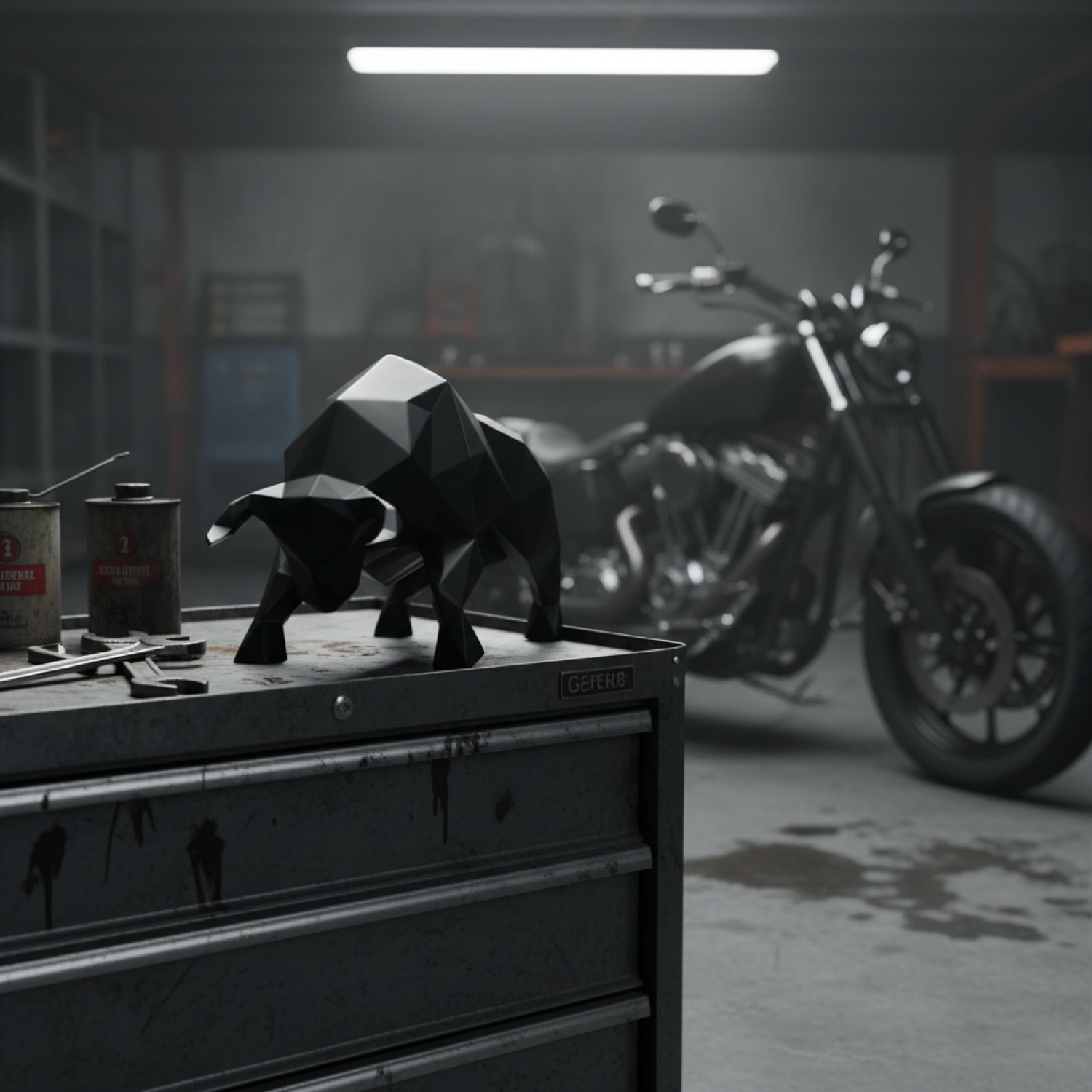 Снимка на Геометрична скулптура бик Bull | Нападаща поза | 25 см