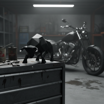 Геометрична скулптура бик Bull | Нападаща поза | 25 см