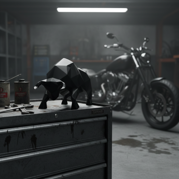 Снимка на Геометрична скулптура бик Bull | Нападаща поза | 25 см