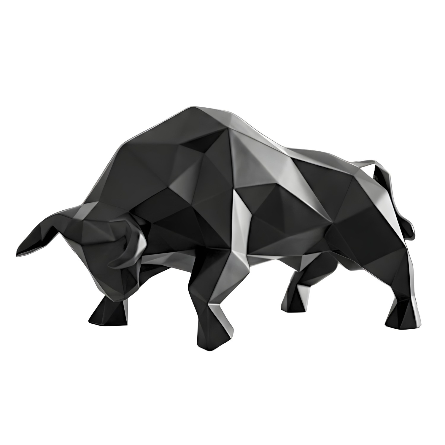 Снимка на Геометрична скулптура бик Bull | Нападаща поза | 25 см