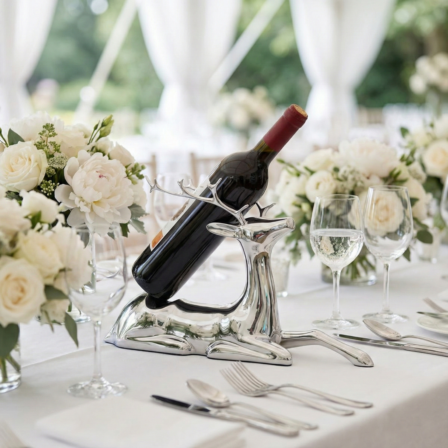 Снимка на Декоративна стойка за вино елен Deer | Огледална | 40cm