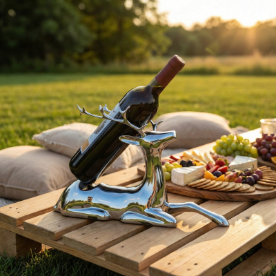 Decorative Deer Wine Holder | Mirror Finish | 40 cm