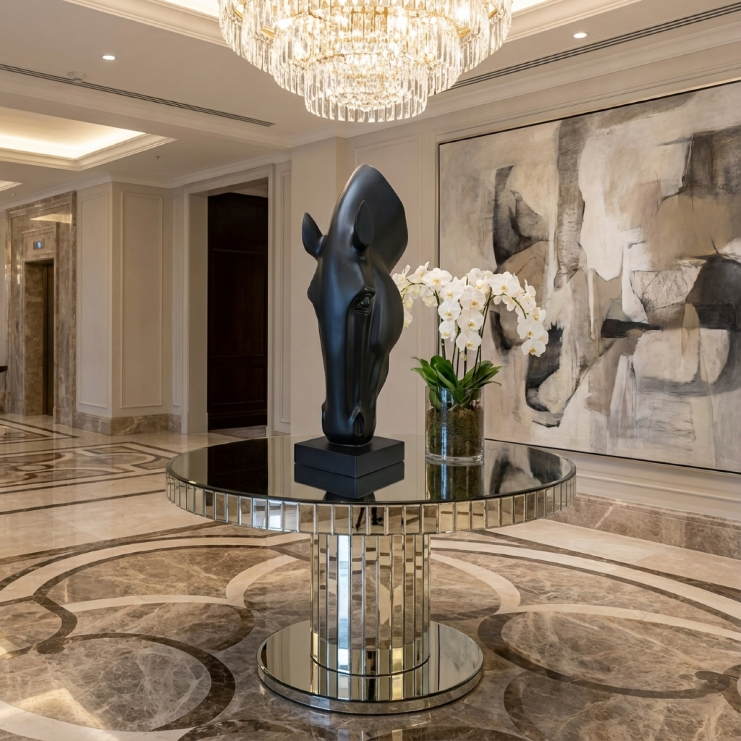 Снимка на Скулптура на конска глава Black Horse | 70 см | Черна смола