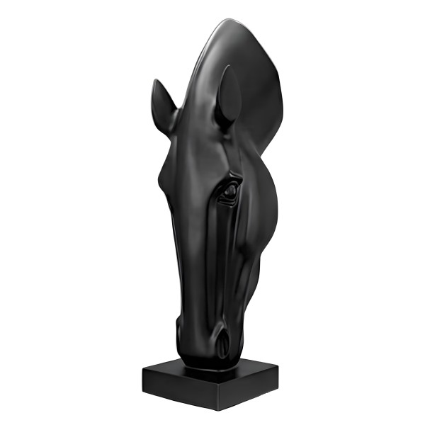 Снимка на Скулптура на конска глава Black Horse | 70 см | Черна смола