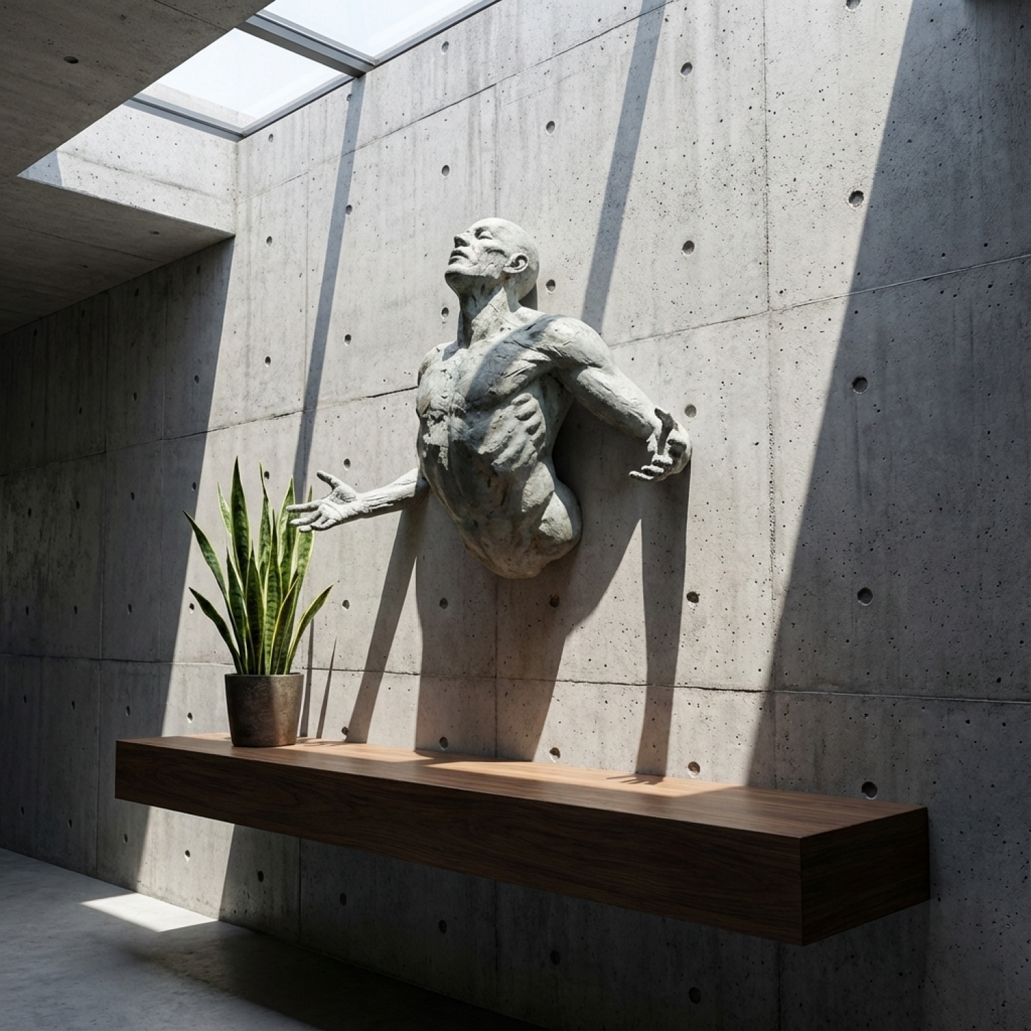 Детайлно изображение на Декоративна стенна скулптура Man on the Wall | Мъжки торс | 120cm Снимка на Декоративна стенна скулптура Man on the Wall | Мъжки торс | 120cm