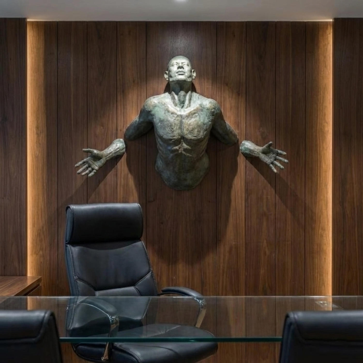 Детайлно изображение на Декоративна стенна скулптура Man on the Wall | Мъжки торс | 120cm Снимка на Декоративна стенна скулптура Man on the Wall | Мъжки торс | 120cm