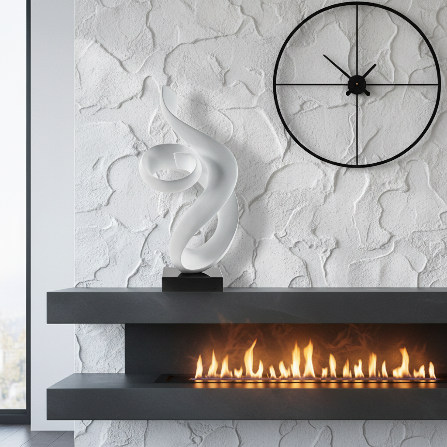 Снимка на Абстрактна бяла скулптура Flow | Тип спирала | 62cm