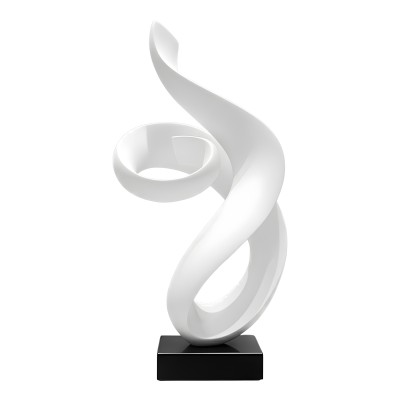 Абстрактна бяла скулптура Flow | Тип спирала | 62cm