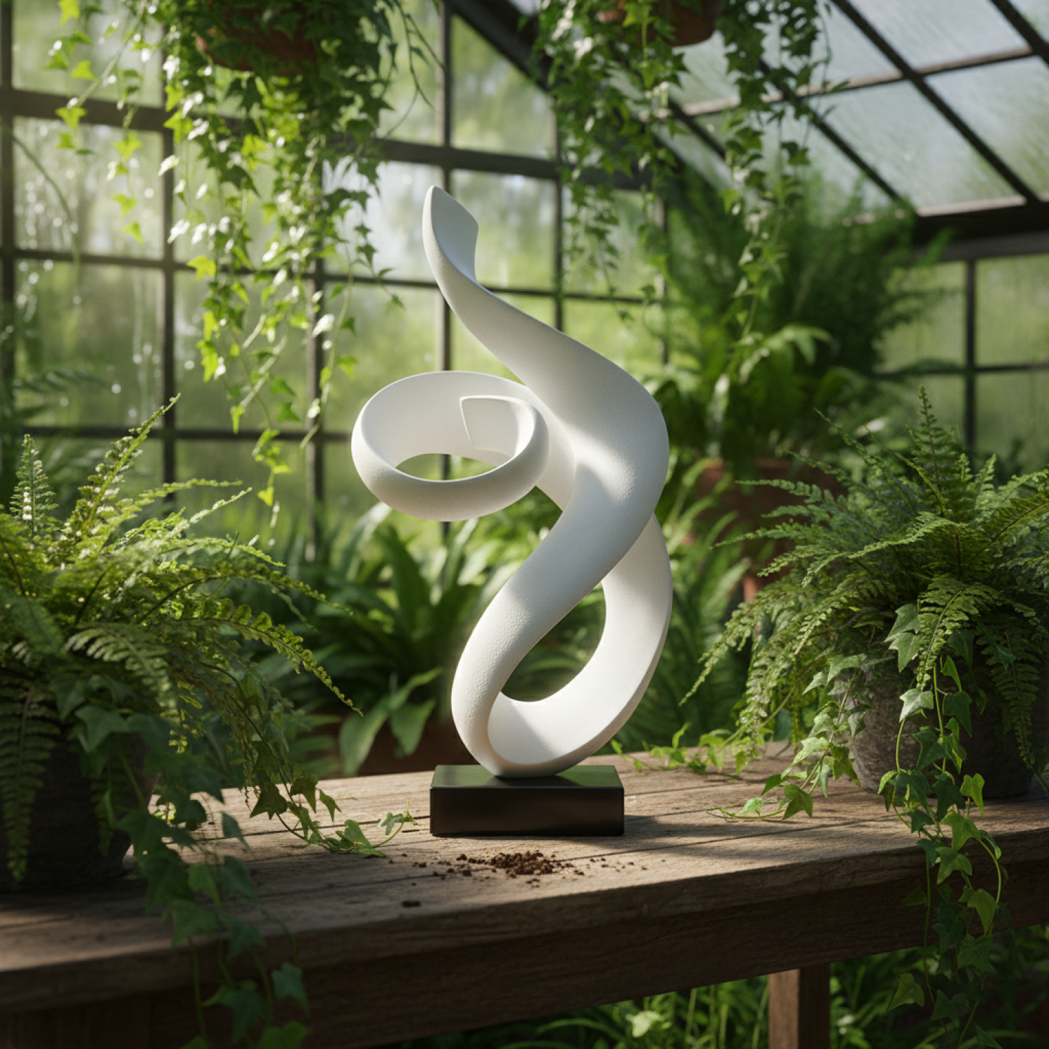 Снимка на Абстрактна бяла скулптура Flow | Тип спирала | 62cm