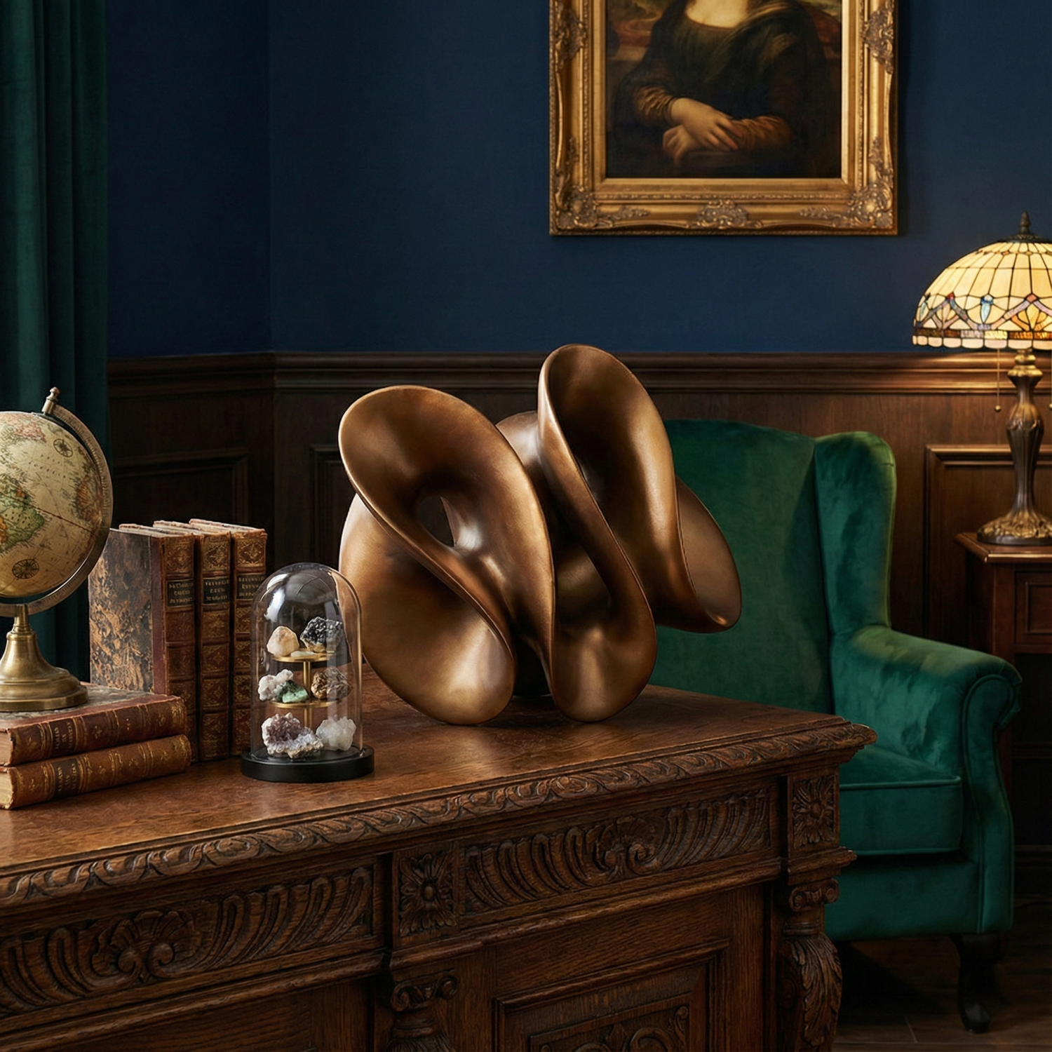 Снимка на Бронзова абстрактна скулптура Shape | Преплетени вълни | 42cm