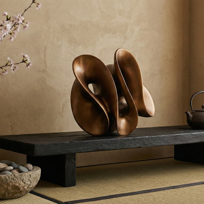 Бронзова абстрактна скулптура Shape | Преплетени вълни | 42cm