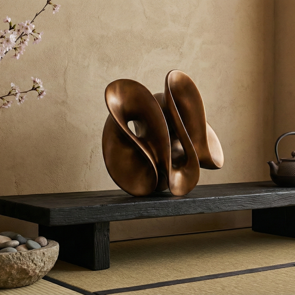 Снимка на Бронзова абстрактна скулптура Shape | Преплетени вълни | 42cm